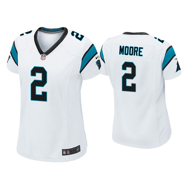 Women's Carolina Panthers #2 D.J Moore White Vapor Untouchable Limited Stitched NFL Jersey(Run Small)